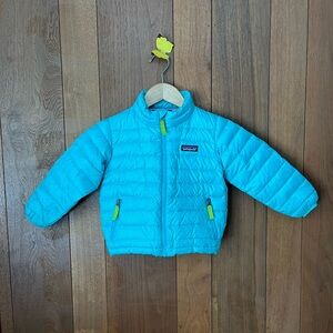 Patagonia Kids Puffer Jacket - Teal with Yellow Accents